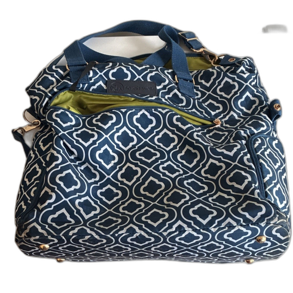 Sarah Wells Lizzy Blue/White Geometric Pumping Bag